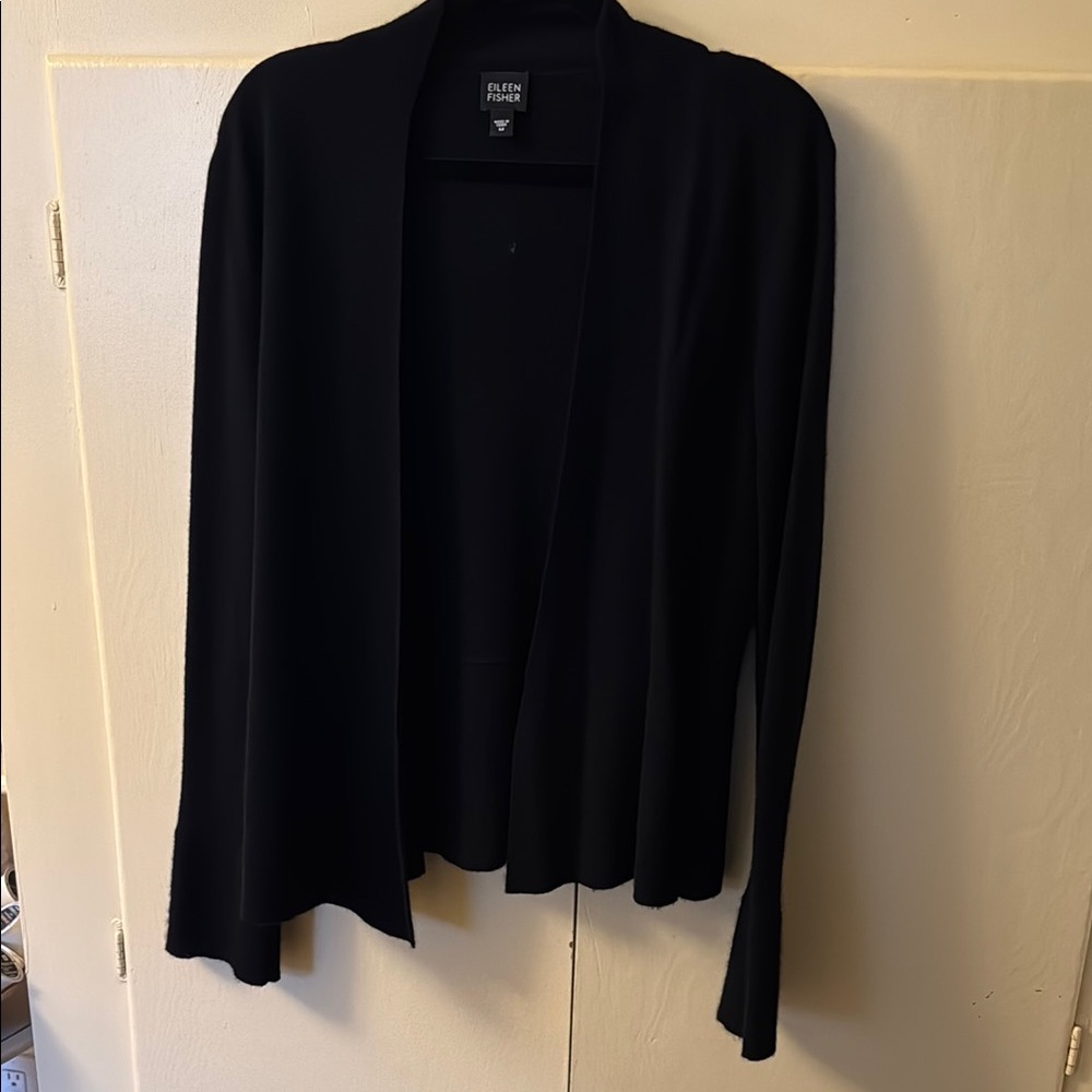 Eileen Fisher Black Open Front Cardigan